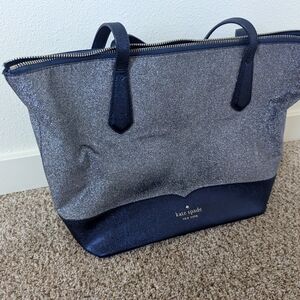 Kate Spade Silver and Navy Tote Bag